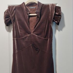 Sophisticated Velvet Dress in Rich Brown